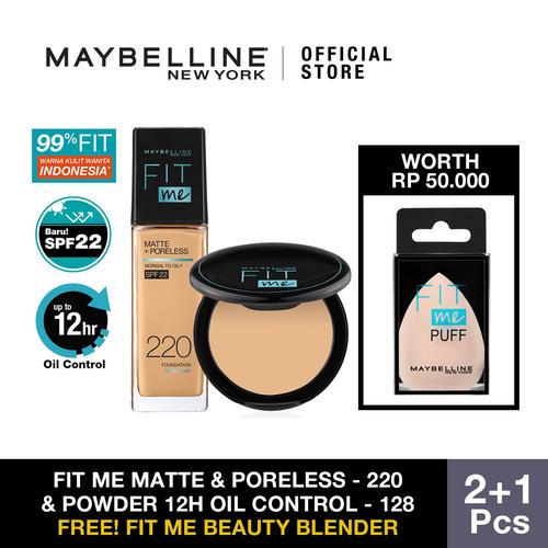 Foto Produk Maybelline Foundation Fit Me Matte 220 + Powder 128 dari Maybelline Official Shop