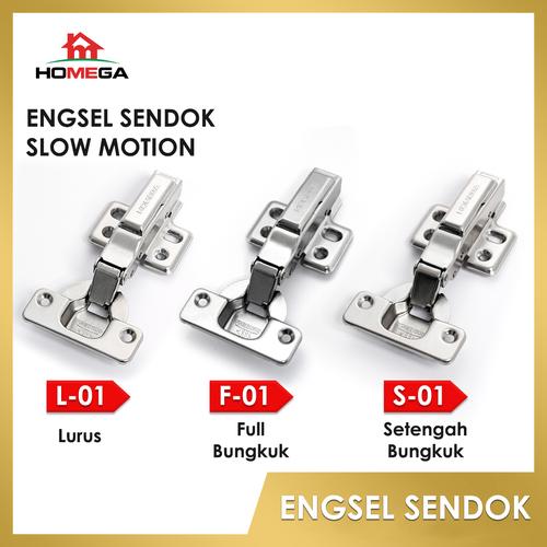Foto Produk Homega Engsel Sendok Slow Motion Full Bungkuk, 1/2 Bungkuk, & Lurus - Full Bungkuk dari Homega Official Store
