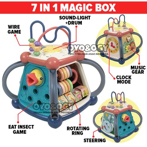Foto Produk Mainan Edukasi Anak Bayi Balita Magic Box Clock Drum Music 7in1 Game dari oyo-ogy