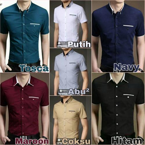 HEM cowok kantor slim fit polos 