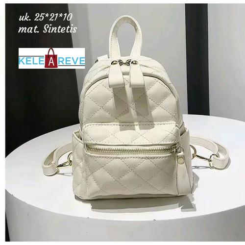 Foto Produk TAS RANSEL WANITA KOREA KECIL MINI BRANDED BATAM GENDONG KULIT MURAH - Putih dari Keleareve Shop