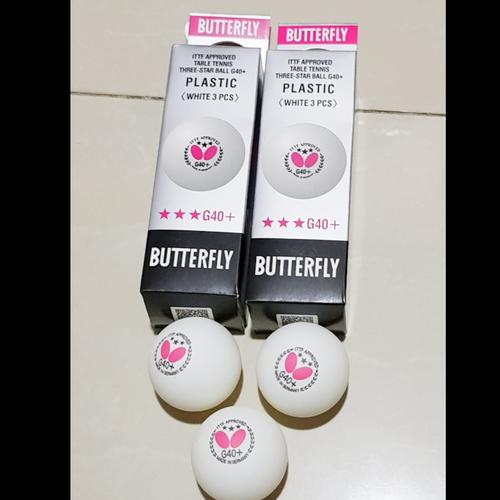 Jual Bola Ping Pong Tenis Meja Bola pingpong Butterfly G40+ putih isi 3