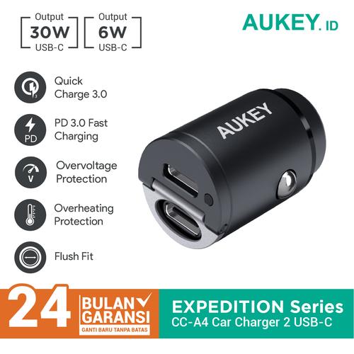 Foto Produk Charger Mobil Aukey CC-A4 2 Port (PD + Quick Charge) - 500593 dari Aukey Makassar