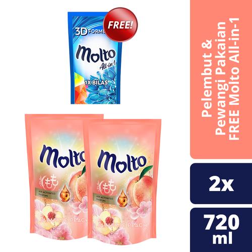 Foto Produk Molto Japanese Peach 720Ml isi 2 free Molto All-In-1 Blue 250ml dari Unilever Official Store