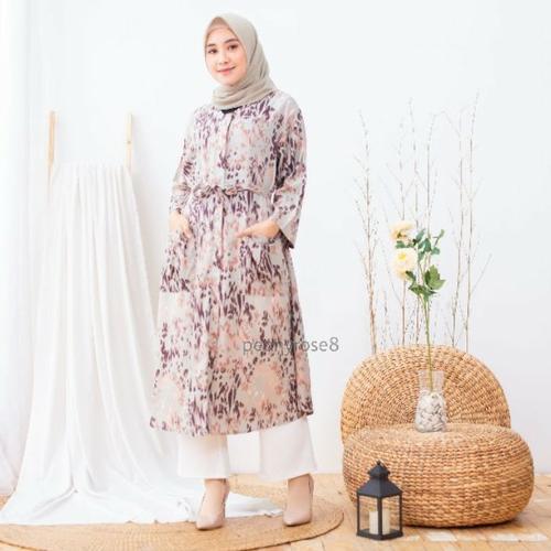 Foto Produk Shaina Dress Leopard - TUNIK MUSLIM JUMBO WANITA BUMIL BUSUI RAYON dari Peony & Rose