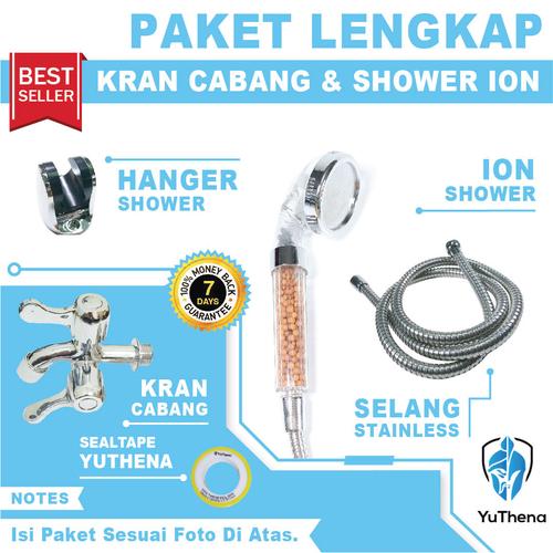 Foto Produk PAKET KOMPLIT super shower ion dan kran cabang SIAP PAKAI murah - Putih dari YuThena Official Store