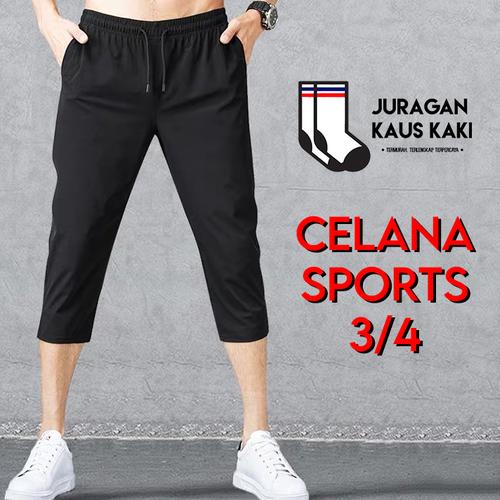 Gambar Celana Training Olahraga Lari Gym Pendek Lutut 3/4 Pria - M dari Juragan kaus kaki Jakarta Barat Tokopedia