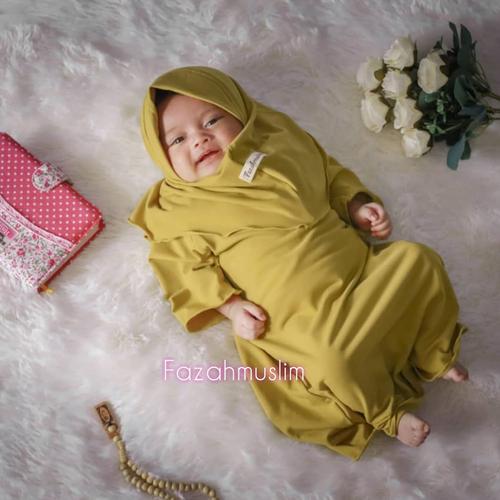 Foto Produk gamis bayi perempuan newborn - NB 0-6 BLN, kuning lime dari FAZAHMUSLIM