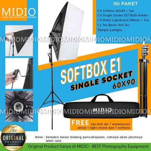 Foto Produk Paket Softbox Midio E1 Softbox 60x90 + Stand 2M Lampu Vlog Youtuber dari Midio
