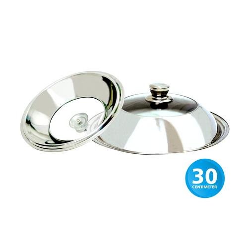Foto Produk Pamosroom Tutup Wajan Kuali Panci Wok Pan Stainless Dengan Kaca 30cm dari Pamosroom Living