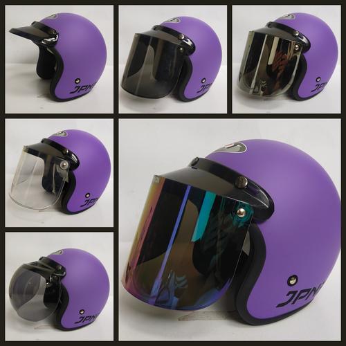 Gambar HELM RETRO BOGO JPN ARC (UNGU/PURPLE DOP) - PET TANPA KACA, M dari VICTORY HELM undefined Tokopedia