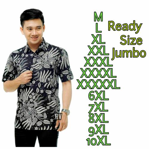 Foto Produk Kemeja Batik Lengan Pendek | Baju Batik Pria | Batik size jumbo - Abu-abu, XL dari batik syafira jaya