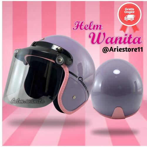 Foto Produk Helm Bogo wanita terbaru warna pastel cembung - Ungu, Kc Datarbening dari Arie Store 11