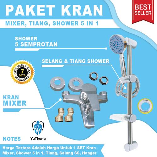 Foto Produk Kran Air Panas Dingin dan Tiang Shower 5 Semburan Paket YuThena dari YuThena Official Store