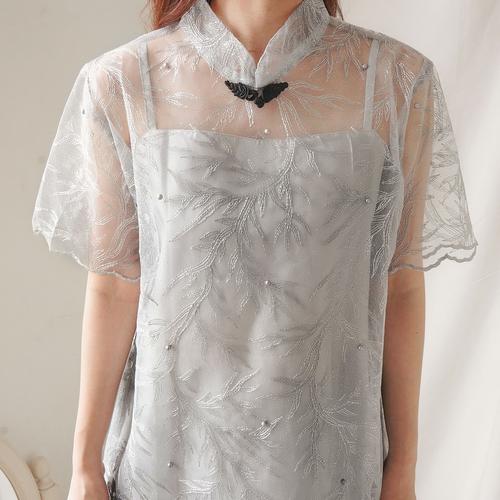 Foto Produk Jia Cheongsam Top - CNY Imlek - Grey dari Less for More