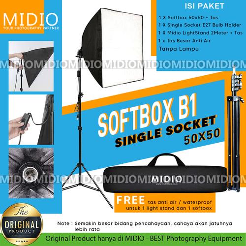 Promo Paket Softbox Midio B1 Softbox 50x50 + LightStand Untuk Foto