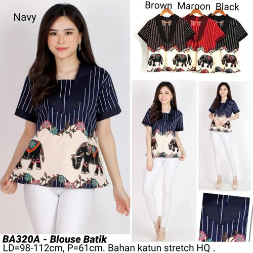 Foto Produk BLOUSE YUNA BATIK MODERN ATASAN CEWEK ETNIK BAJU FASHION WANITA MURAH - Black dari Ace Sakura Fashion