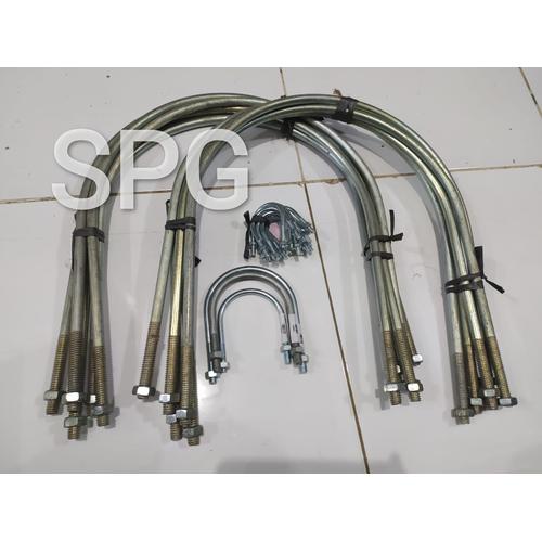 Jual U Bolt Galvanis 8 x 1/2" inch Klem Galvanis Pipe Clamp Klem Pipa