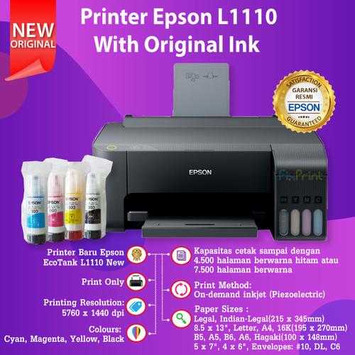 Promo Printer Epson EcoTank L1110 L 1110 Pengganti Epson L310 Print Only -  COMPATIBLE INK, L1210 - Jakarta Pusat - FixPrint Indonesia | Tokopedia