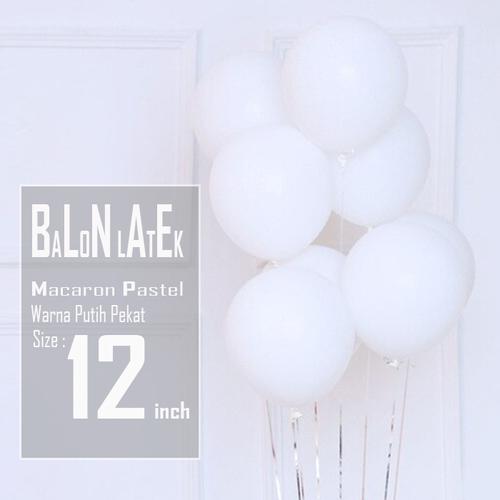 Gambar Balon macaron PUTIH / Balon Latex PUTIH / Balon pastel PUTIH 12 inch dari PARTY HOPE 2 Jakarta Utara Tokopedia