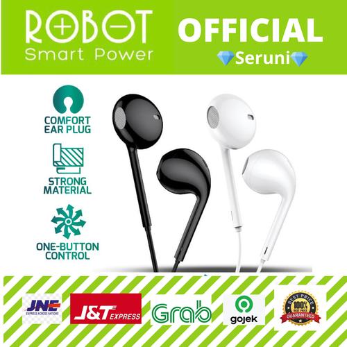 Foto Produk NEW EARPHONE ROBOT RE10 Wired semi in - ear clear and comfortable - Putih dari serunicomp
