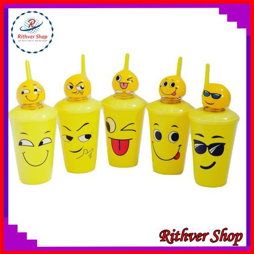 Jual Gelas Emoticon 500ml Tempat Minum Karakter Smile Botol Emoji Head ...