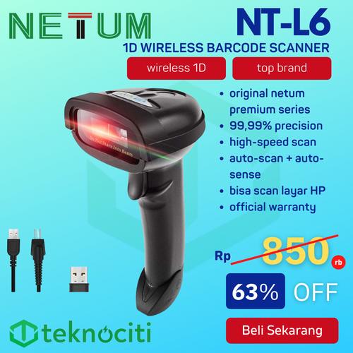 Foto Produk NETUM F6 Wireless Barcode Scanner 1D - Long Range Scan New NT-2028 dari TEKNOCITI