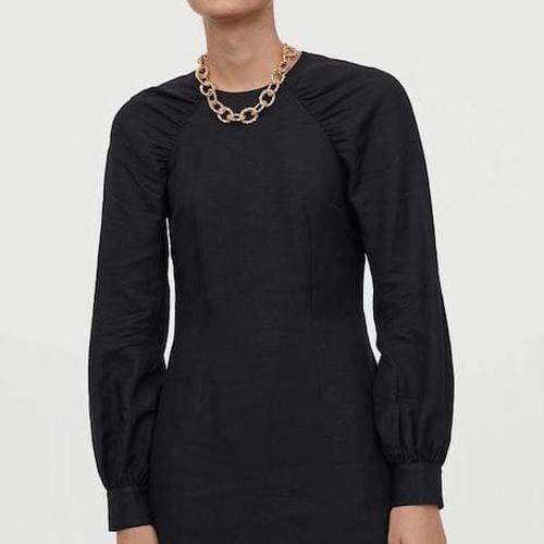 Jual H*m Linen Blend longsleeve dress 