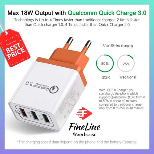 Fast Charging Charger Cas Handphone USB Port QC Universal Port  Hitam di Fineline Warehouse Tokopedia