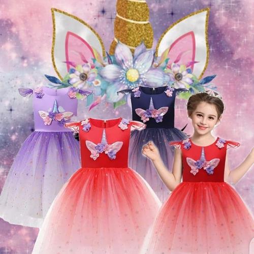 baju gaun pesta unicorn anak cewek 