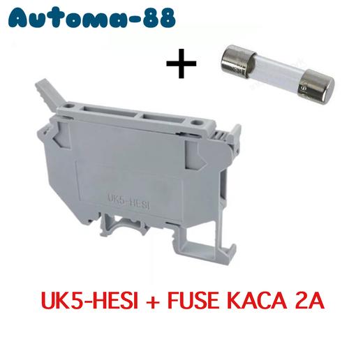 Jual Terminal Block UK5HESI UK5HESI + Fuse Tabung Kaca 2A Gray + F2A