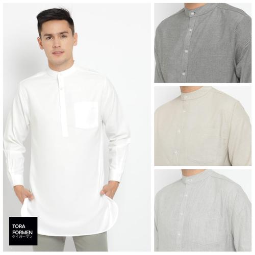 Gambar Baju Koko Kurta Pria Salman - Toraformen Lengan Panjang Premium Katun - Cream, L dari emikoawa Jakarta Utara Tokopedia