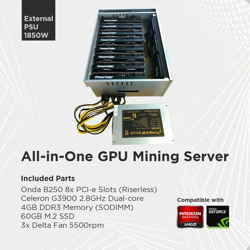 Jual High Efficiency ETC/ETH/LTC GPU Rig Mining Server (NO