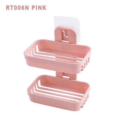 Gambar Rak Toilet Sabun Tempel Vacum 2 Tingkat RT006 - RT006N PINK dari AlfaIndo Kota Tangerang Tokopedia