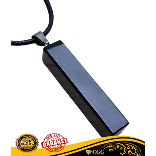 Foto Produk Kalung Plus Liontin Batu Natural Black Jade Giok Hitam dari Central Grosir Gemstone
