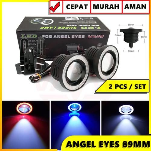 Foto Produk LAMPU LED FOGLAMP / FOGLIGHT ANGEL EYES 89MM PROJECTOR UNIVERSAL - Merah dari Modifikasi Market