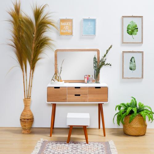 Foto Produk The Olive House Set Meja Rias Helsinki Console Set - Euro Oak dari The Olive House