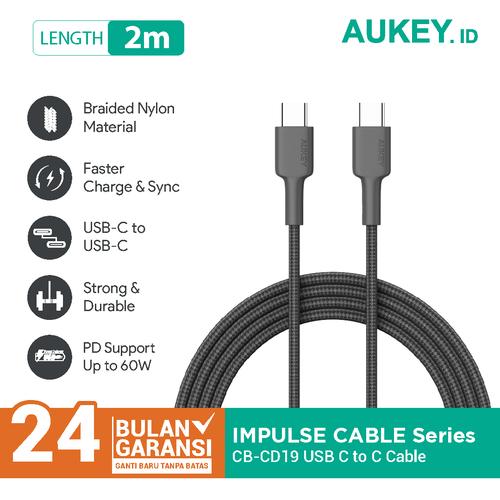 Foto Produk Aukey Cable CB-CD19 Braided C to C 2M Black - 500428 dari AUKEY