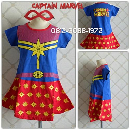 Foto Produk Baju Dress Kostum Karakter Superhero Girl CAPTAIN MARVEL 3-9 Tahun - Lokal Dress, 4 dari Bebagus