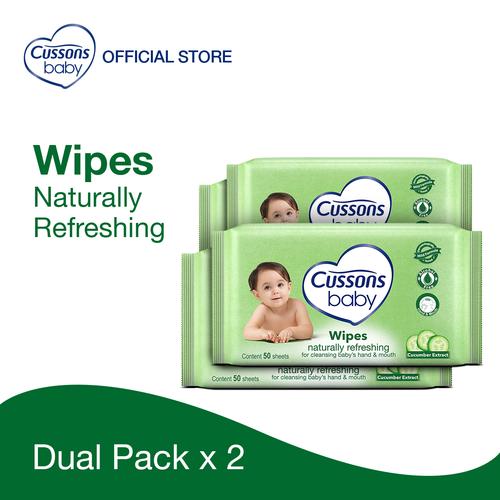 Foto Produk Cussons Baby Wipes Natural Refreshing 50 Sheet X 2 Twin Pack dari Cussons Official Store