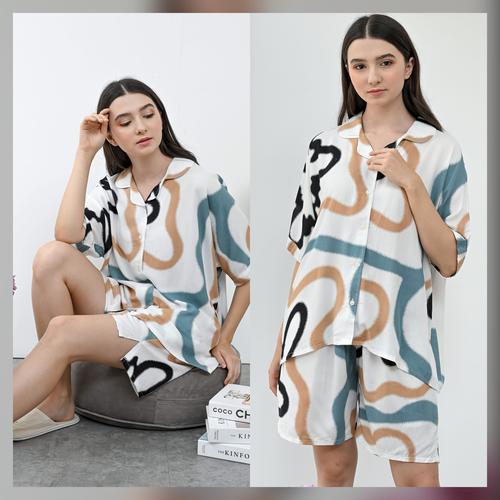 Foto Produk Sadie Set in Summer - Sleepwear / Piyama Baju Tidur Rayon RAHA dari Raha Sleepwear