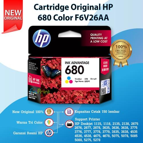 Foto Produk Cartridge Tinta HP 680 Color ORIGINAL Catridge HP 1115 2135 dari FixPrint Jakarta