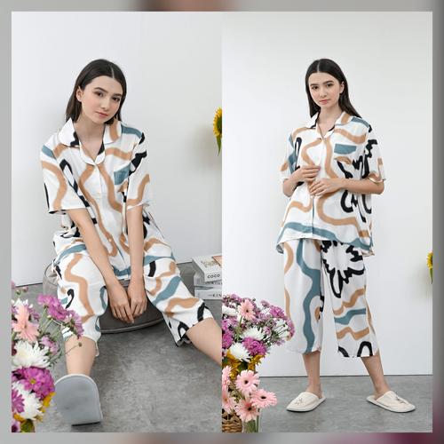 Foto Produk Kalla Set in Summer - Sleepwear / Piyama Baju Tidur Rayon RAHA dari Raha Sleepwear