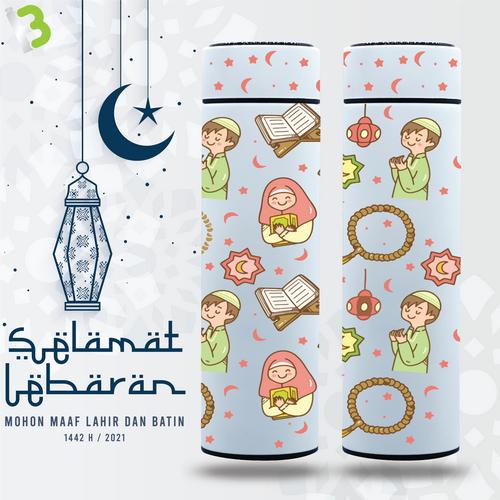 Foto Produk Termos Happy Eid Mubarak 1442 H 500ml / Lebaran Idul Fitri 2021 - nomor 1 dari MitraBotol