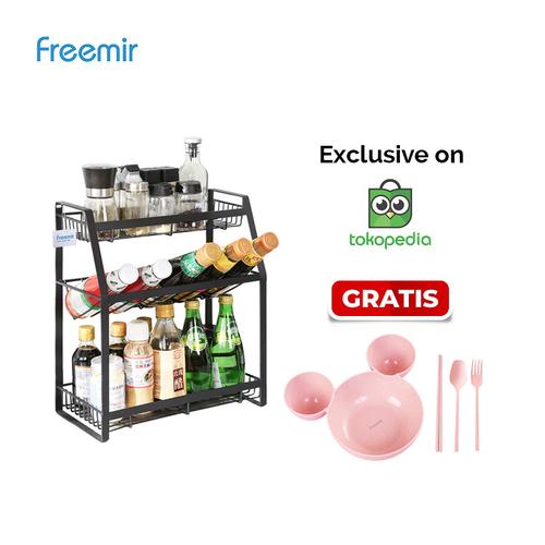Foto Produk freemir Rak Botol Bumbu Dapur 3 Susun Stainless steel Rack Serbaguna dari freemir Official Store