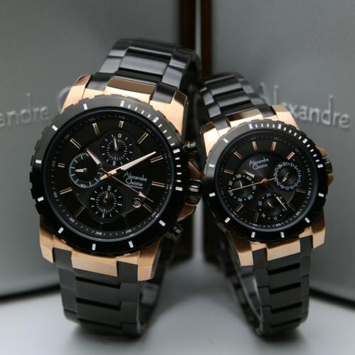 Gambar Jam Tangan Couple Alexandre Christie AC 6141 -AC6141 Black Rosegold dari Top Time Gallery Kota Tangerang Tokopedia