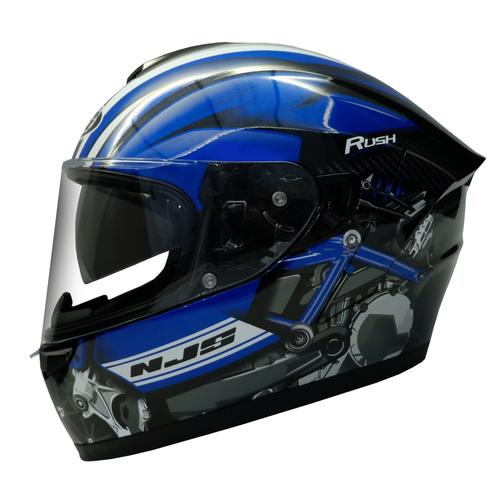 Gambar NJS ZX-1 Rush Hitam - biru gloss - Helm Fullface - XL, GLOSS dari NJS Helmet Kota Tangerang Tokopedia