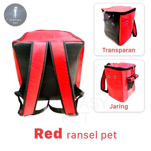 Foto Produk TERMURAH ! TAS HEWAN MODEL RANSEL pet cargo travel pet bag - RED transparan dari Fantasy Pet