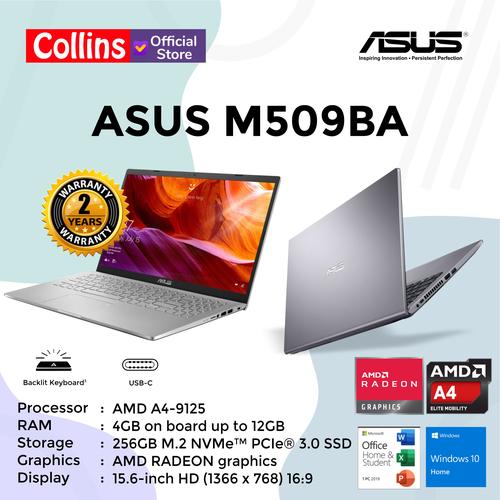 Foto Produk LAPTOP ASUS M509BA - AMD A4-9125 4GB 256GB 15.6″ AMD RADEON W10 OHS dari Collins Official