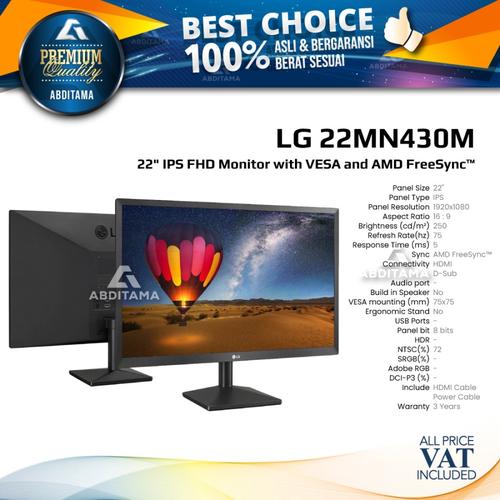 Foto Produk Monitor LED LG 22MN430 22MN430M 22'' 1920x1080 75Hz HDMI dari Abditama Official